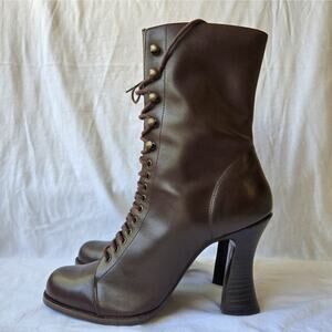 Euro Club x Sebastian Piatto Tracey Hi Womens Lace Up Granny Boots Brown Size 9